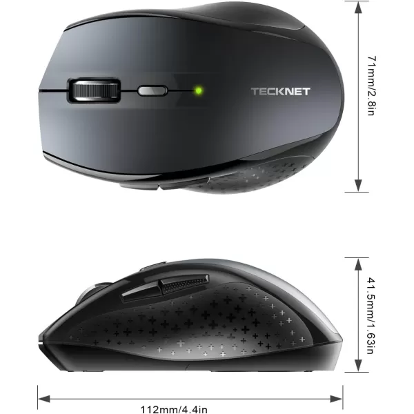 TECKNET Bluetooth Mouse 4800 DPI Computer Mouse 2Year Battery Wireless Mouse 6 Adjustable DPI 6 Buttons Compatible with LaptopWindowsComputerGrey