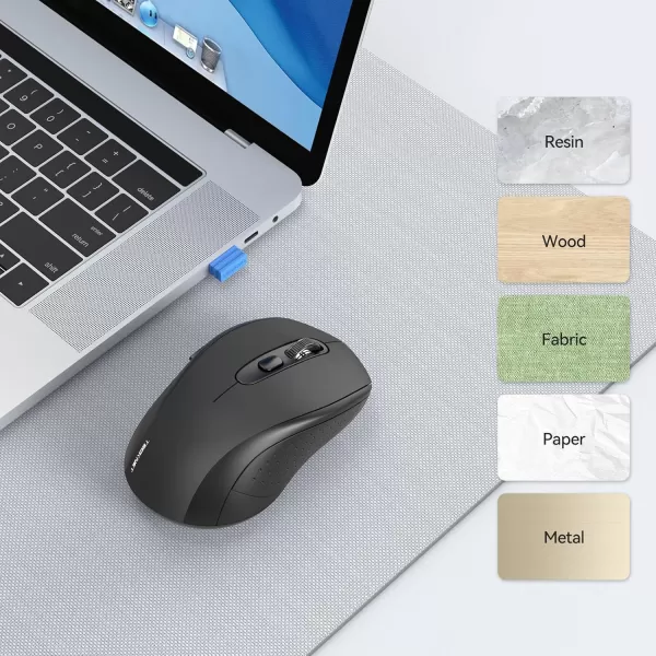 TECKNET Bluetooth Mouse Wireless Mouse Bluetooth for Laptop 2in1BT 503024Ghz Computer Mouse Portable PC Mouse Wireless with USB Receiver for Mac Compatible with MacBook Pro Air ChromebookBlack