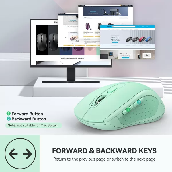 TECKNET Bluetooth Mouse Wireless Mouse Bluetooth for Laptop 2in1BT 503024Ghz Computer Mouse Portable PC Mouse Wireless with USB Receiver for Mac Compatible with MacBook Pro Air ChromebookGreen
