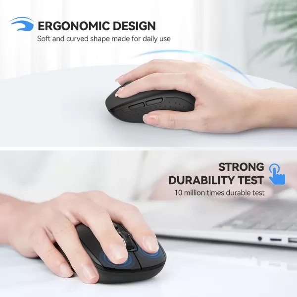 TECKNET Bluetooth Mouse Wireless Mouse Bluetooth for Laptop 2in1BT 503024Ghz Computer Mouse Portable PC Mouse Wireless with USB Receiver for Mac Compatible with MacBook Pro Air ChromebookBlack