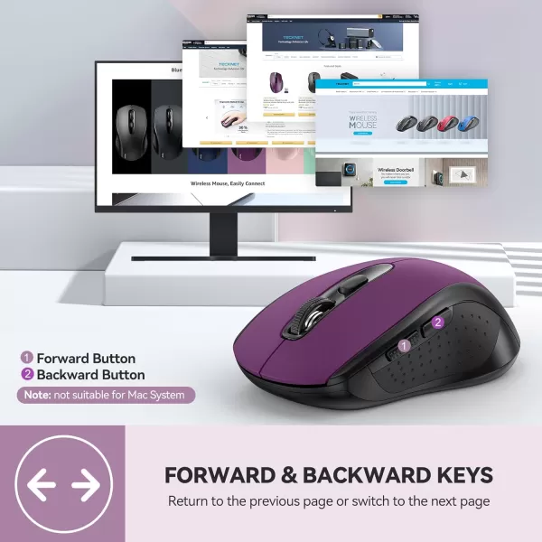 TECKNET Bluetooth Mouse Wireless Mouse Bluetooth for Laptop 2in1BT 503024Ghz Computer Mouse Portable PC Mouse Wireless with USB Receiver for Mac Compatible with MacBook Pro Air ChromebookPurple