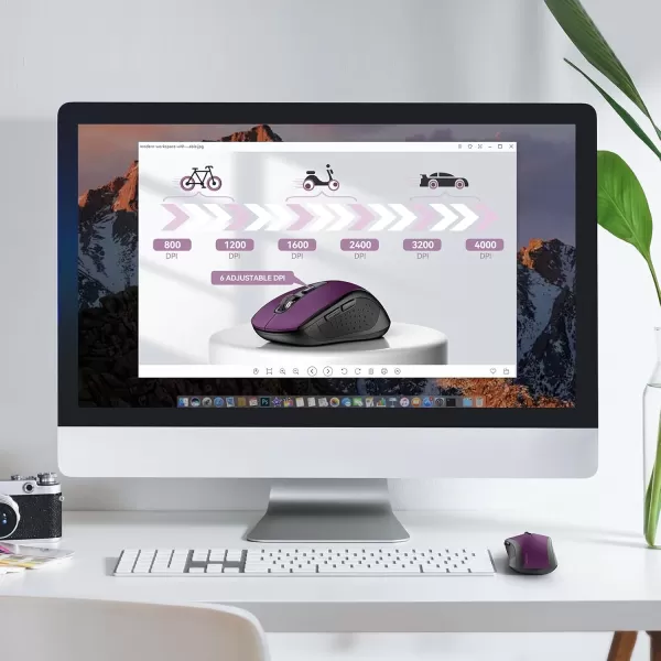 TECKNET Bluetooth Mouse Wireless Mouse Bluetooth for Laptop 2in1BT 503024Ghz Computer Mouse Portable PC Mouse Wireless with USB Receiver for Mac Compatible with MacBook Pro Air ChromebookPurple