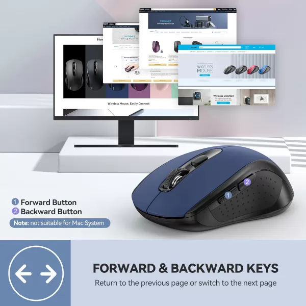TECKNET Bluetooth Mouse Wireless Mouse Bluetooth for Laptop 2in1BT 503024Ghz Computer Mouse Portable PC Mouse Wireless with USB Receiver for Mac Compatible with MacBook Pro Air ChromebookBlue