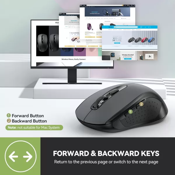 TECKNET Bluetooth Mouse Wireless Mouse Bluetooth for Laptop 2in1BT 503024Ghz Computer Mouse Portable PC Mouse Wireless with USB Receiver for Mac Compatible with MacBook Pro Air ChromebookGrey