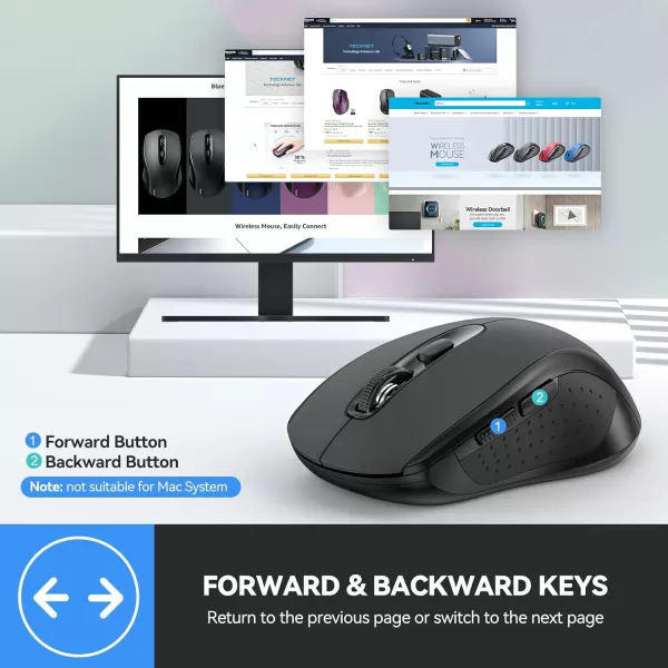 TECKNET Bluetooth Mouse Wireless Mouse Bluetooth for Laptop 2in1BT 503024Ghz Computer Mouse Portable PC Mouse Wireless with USB Receiver for Mac Compatible with MacBook Pro Air ChromebookBlack