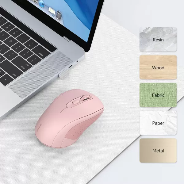 TECKNET Bluetooth Mouse Wireless Mouse Bluetooth for Laptop 2in1BT 503024Ghz Computer Mouse Portable PC Mouse Wireless with USB Receiver for Mac Compatible with MacBook Pro Air ChromebookPink