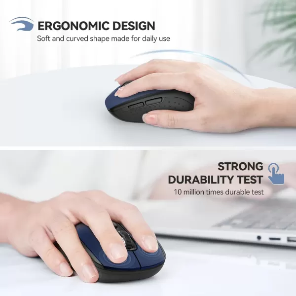 TECKNET Bluetooth Mouse Wireless Mouse Bluetooth for Laptop 2in1BT 503024Ghz Computer Mouse Portable PC Mouse Wireless with USB Receiver for Mac Compatible with MacBook Pro Air ChromebookBlue
