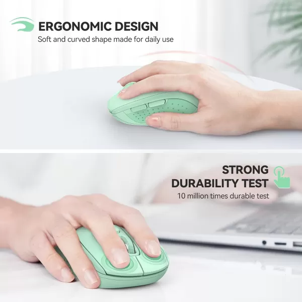 TECKNET Bluetooth Mouse Wireless Mouse Bluetooth for Laptop 2in1BT 503024Ghz Computer Mouse Portable PC Mouse Wireless with USB Receiver for Mac Compatible with MacBook Pro Air ChromebookGreen