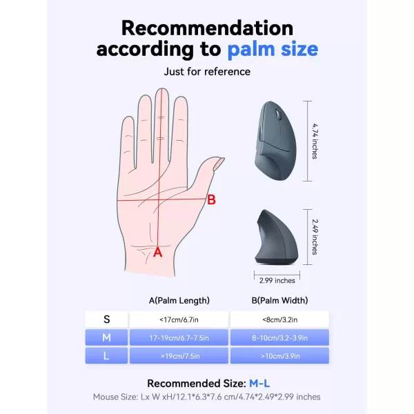 TECKNET Ergonomic Mouse 4800 DPI Wireless Vertical Mouse with 5 Adjustable DPI Levels 24GHz Optical Carpal Tunnel Mouse 6 Buttons Wireless Mouse for Laptop Desktop PC MacBook  BlackGrey
