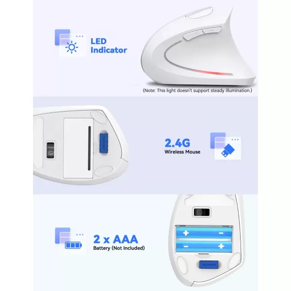 TECKNET Ergonomic Mouse 4800 DPI Wireless Vertical Mouse with 5 Adjustable DPI Levels 24GHz Optical Carpal Tunnel Mouse 6 Buttons Wireless Mouse for Laptop Desktop PC MacBook  BlackWhite