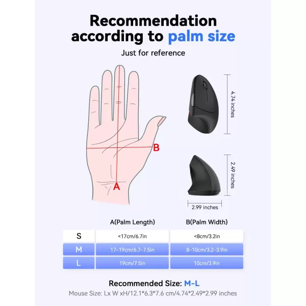 TECKNET Ergonomic Mouse 4800 DPI Wireless Vertical Mouse with 5 Adjustable DPI Levels 24GHz Optical Carpal Tunnel Mouse 6 Buttons Wireless Mouse for Laptop Desktop PC MacBook  BlackBlack