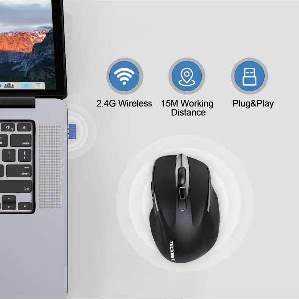 TECKNET Rechargeable Wireless MouseUSBA Silent Mouse Quiet Click 6 Adjustable 4800 DPI Cordless Computer Mouse Ergonomic Mouse for Laptop 6 Buttons 24G Mouse for Chromebook Ergo Grip  PurpleBlack