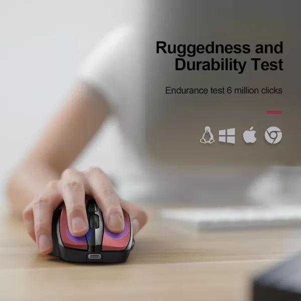 TECKNET Rechargeable Wireless MouseUSBA Silent Mouse Quiet Click 6 Adjustable 4800 DPI Cordless Computer Mouse Ergonomic Mouse for Laptop 6 Buttons 24G Mouse for Chromebook Ergo Grip  PurpleRed