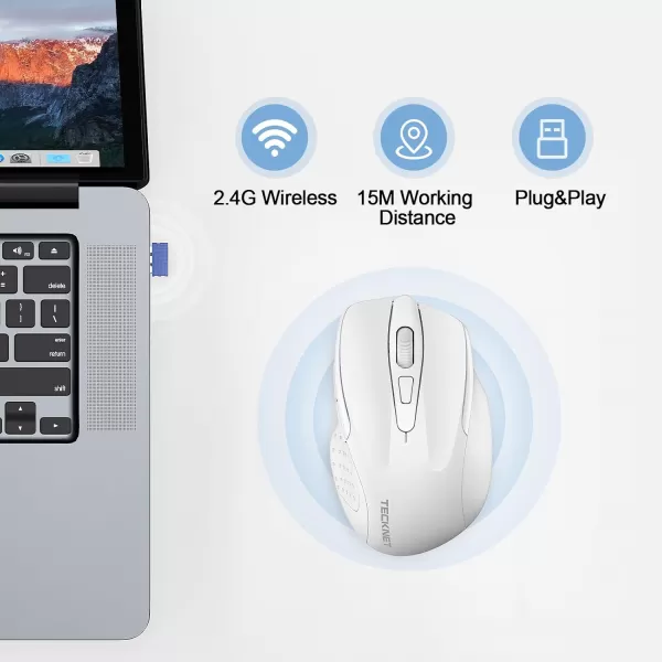 TECKNET Rechargeable Wireless MouseUSBA Silent Mouse Quiet Click 6 Adjustable 4800 DPI Cordless Computer Mouse Ergonomic Mouse for Laptop 6 Buttons 24G Mouse for Chromebook Ergo Grip  PurpleWhite
