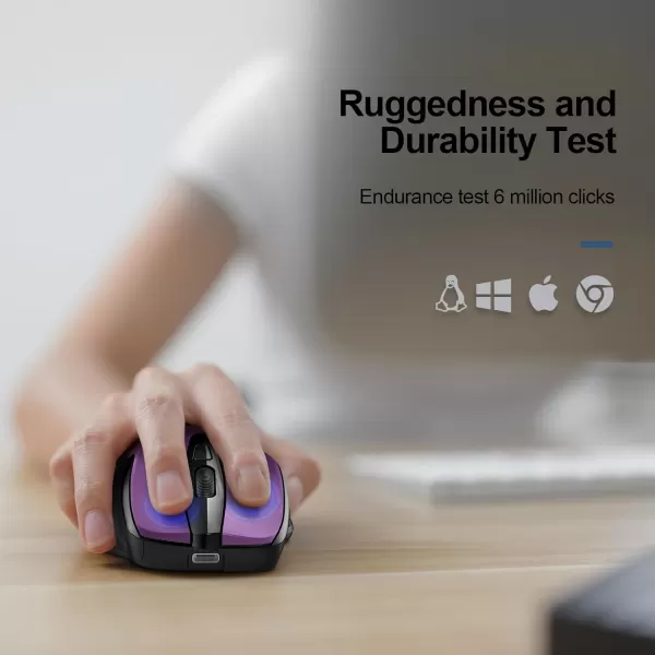 TECKNET Rechargeable Wireless MouseUSBA Silent Mouse Quiet Click 6 Adjustable 4800 DPI Cordless Computer Mouse Ergonomic Mouse for Laptop 6 Buttons 24G Mouse for Chromebook Ergo Grip  PurplePurple