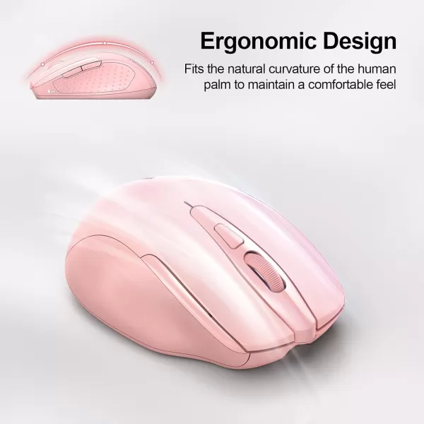 TECKNET Rechargeable Wireless MouseUSBA Silent Mouse Quiet Click 6 Adjustable 4800 DPI Cordless Computer Mouse Ergonomic Mouse for Laptop 6 Buttons 24G Mouse for Chromebook Ergo Grip  PurplePink