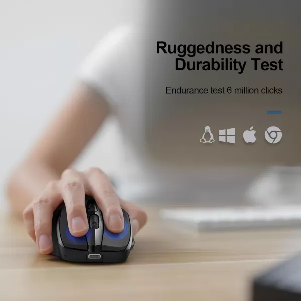TECKNET Rechargeable Wireless MouseUSBA Silent Mouse Quiet Click 6 Adjustable 4800 DPI Cordless Computer Mouse Ergonomic Mouse for Laptop 6 Buttons 24G Mouse for Chromebook Ergo Grip  PurpleBlack