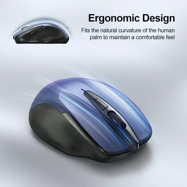 TECKNET Rechargeable Wireless MouseUSBA Silent Mouse Quiet Click 6 Adjustable 4800 DPI Cordless Computer Mouse Ergonomic Mouse for Laptop 6 Buttons 24G Mouse for Chromebook Ergo Grip  PurpleBlue