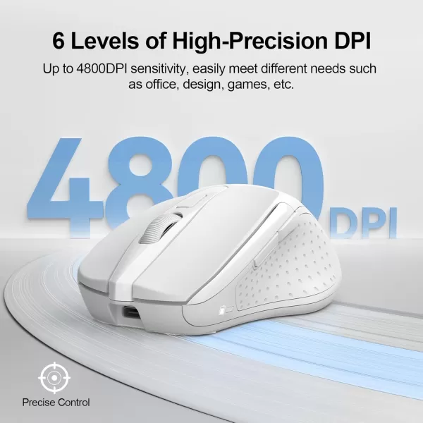 TECKNET Rechargeable Wireless MouseUSBA Silent Mouse Quiet Click 6 Adjustable 4800 DPI Cordless Computer Mouse Ergonomic Mouse for Laptop 6 Buttons 24G Mouse for Chromebook Ergo Grip  PurpleWhite