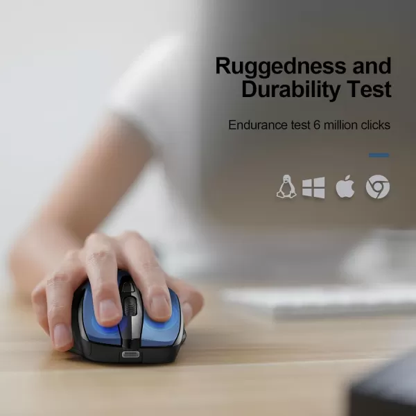 TECKNET Rechargeable Wireless MouseUSBA Silent Mouse Quiet Click 6 Adjustable 4800 DPI Cordless Computer Mouse Ergonomic Mouse for Laptop 6 Buttons 24G Mouse for Chromebook Ergo Grip  PurpleBlue