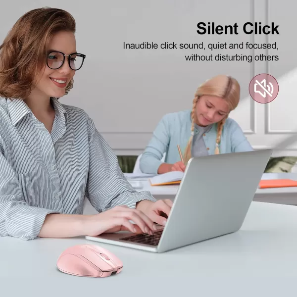 TECKNET Rechargeable Wireless MouseUSBA Silent Mouse Quiet Click 6 Adjustable 4800 DPI Cordless Computer Mouse Ergonomic Mouse for Laptop 6 Buttons 24G Mouse for Chromebook Ergo Grip  PurplePink