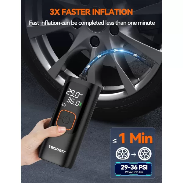 TECKNET Tire Inflator Portable Air Compressor160PSI ampamp 20000mAh Portable Air Pump Accurate Pressure LCD Display 3X Faster Inflation Air Compressor for Car Bike Motorcycle Ball  BlackOrangeBlackOrange