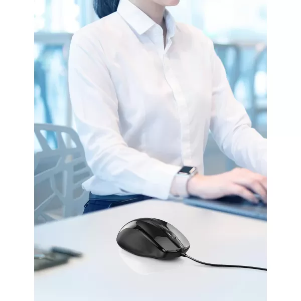 TECKNET USB Wired Mouse 6Button Corded Mouse with 4 Adjustable DPI Optical Computer Mouse with Ergonomic Design and 5FT Cord for Laptop Chromebook PC Desktop Mac NotebookGrayBlack