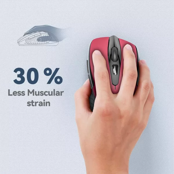 TECKNET Wireless Mouse 24G Ergonomic Optical Mouse Computer Mouse for Laptop PC Computer Chromebook Notebook 6 Buttons 24 Months Battery Life 2600 DPI 5 Adjustment Levelsred