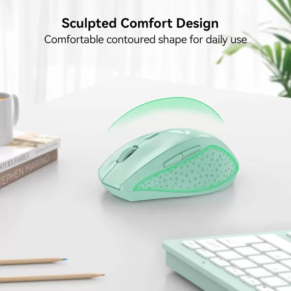 TECKNET Wireless Mouse 24G USB Computer Mouse with 6Level Adjustable 4800 DPI 30 Months Battery Ergonomic Grips 6 Buttons Portable for PC Chromebook Mac  GreyGreen