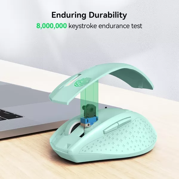 TECKNET Wireless Mouse 24G USB Computer Mouse with 6Level Adjustable 4800 DPI 30 Months Battery Ergonomic Grips 6 Buttons Portable for PC Chromebook Mac  GreyGreen
