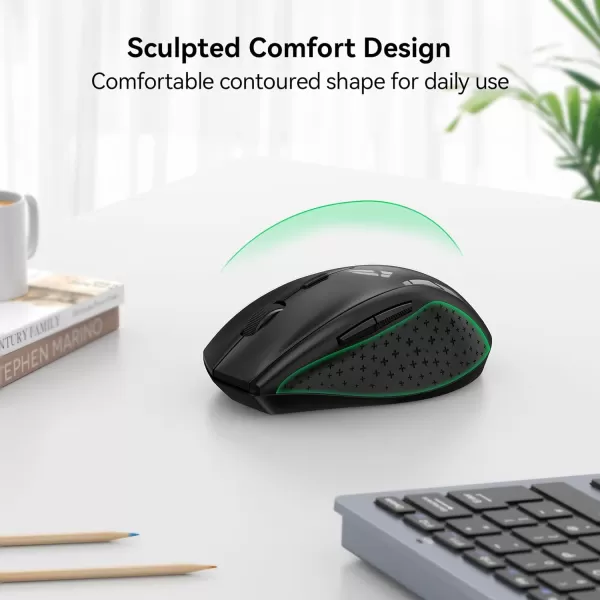TECKNET Wireless Mouse 24G USB Computer Mouse with 6Level Adjustable 4800 DPI 30 Months Battery Ergonomic Grips 6 Buttons Portable for PC Chromebook Mac  GreyBlack