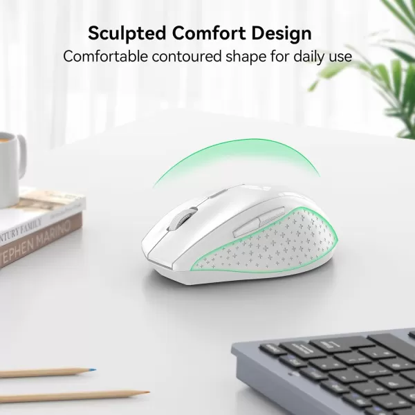 TECKNET Wireless Mouse 24G USB Computer Mouse with 6Level Adjustable 4800 DPI 30 Months Battery Ergonomic Grips 6 Buttons Portable for PC Chromebook Mac  GreyWhite