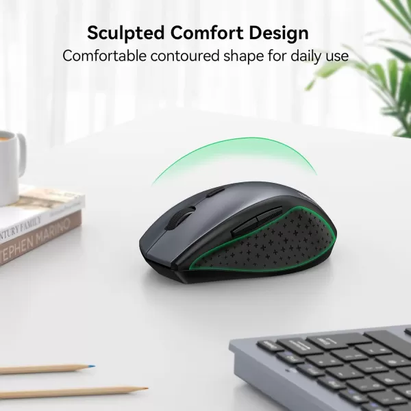 TECKNET Wireless Mouse 24G USB Computer Mouse with 6Level Adjustable 4800 DPI 30 Months Battery Ergonomic Grips 6 Buttons Portable for PC Chromebook Mac  GreyGrey