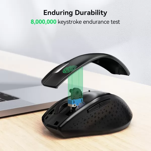 TECKNET Wireless Mouse 24G USB Computer Mouse with 6Level Adjustable 4800 DPI 30 Months Battery Ergonomic Grips 6 Buttons Portable for PC Chromebook Mac  GreyBlack