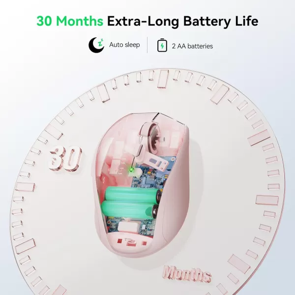 TECKNET Wireless Mouse 24G USB Computer Mouse with 6Level Adjustable 4800 DPI 30 Months Battery Ergonomic Grips 6 Buttons Portable for PC Chromebook Mac  GreyPink