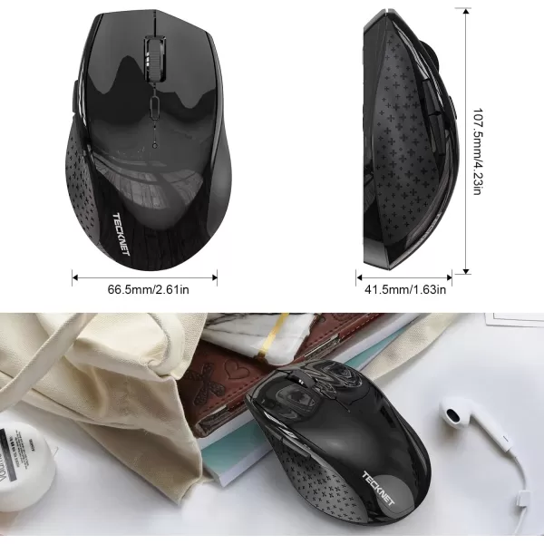 TECKNET Wireless Mouse 24G USB Computer Mouse with 6Level Adjustable 4800 DPI 30 Months Battery Ergonomic Grips 6 Buttons Portable for PC Chromebook Mac  GreyBlack
