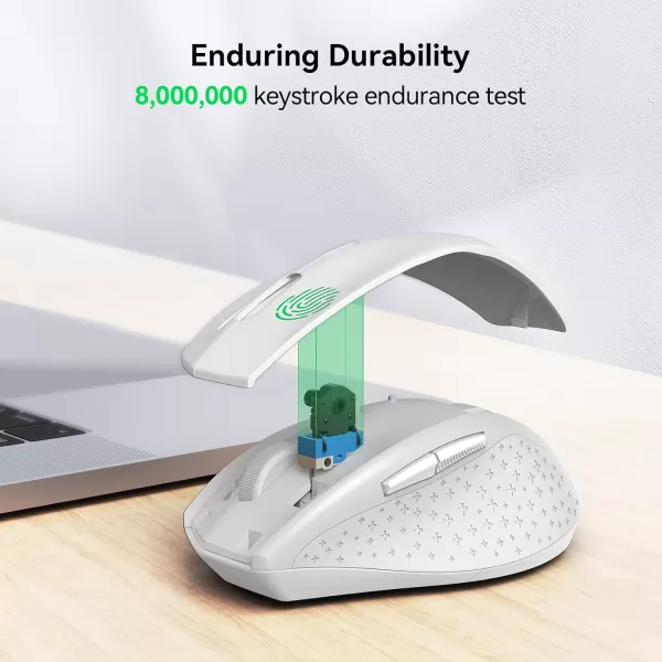TECKNET Wireless Mouse 24G USB Computer Mouse with 6Level Adjustable 4800 DPI 30 Months Battery Ergonomic Grips 6 Buttons Portable for PC Chromebook Mac  GreyWhite