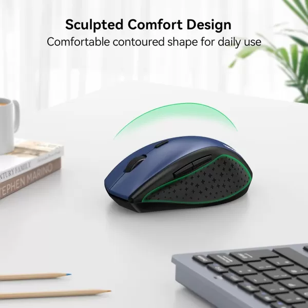 TECKNET Wireless Mouse 24G USB Computer Mouse with 6Level Adjustable 4800 DPI 30 Months Battery Ergonomic Grips 6 Buttons Portable for PC Chromebook Mac  GreyBlue