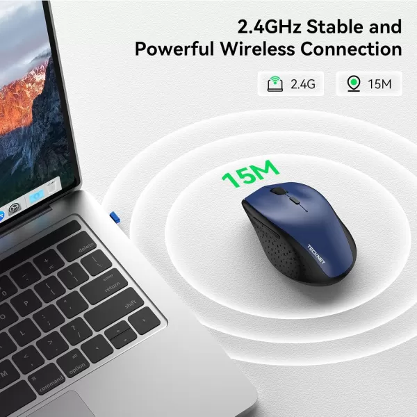 TECKNET Wireless Mouse 24G USB Computer Mouse with 6Level Adjustable 4800 DPI 30 Months Battery Ergonomic Grips 6 Buttons Portable for PC Chromebook Mac  GreyBlue
