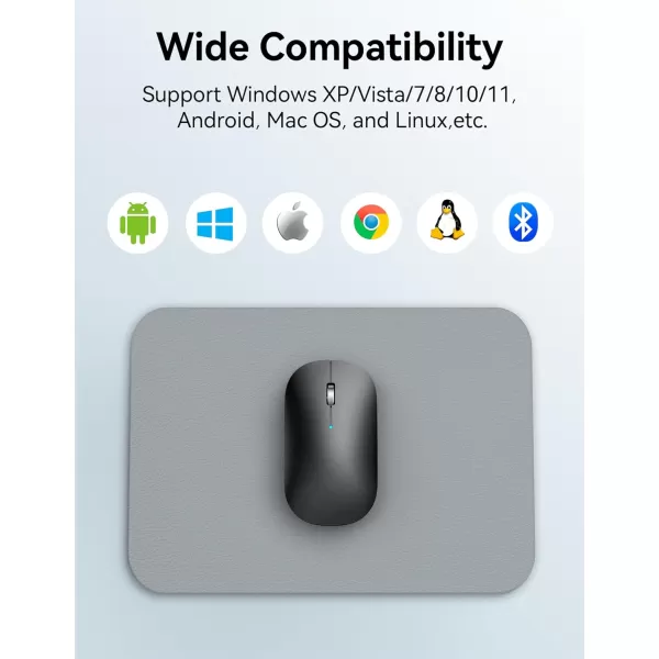 TECKNET Wireless Mouse BT5030 24GHz Silent Computer Mouse with USB Receiver4000DPI Rechargeable Portable Bluetooth Mouse for LaptopMacBookProiPadWindowsBlack