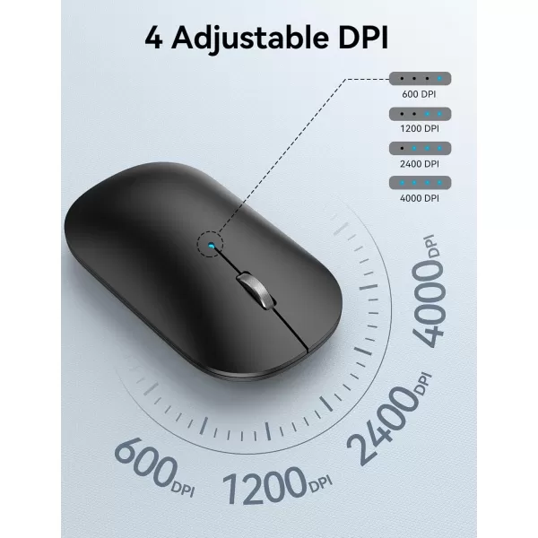 TECKNET Wireless Mouse BT5030 24GHz Silent Computer Mouse with USB Receiver4000DPI Rechargeable Portable Bluetooth Mouse for LaptopMacBookProiPadWindowsBlack