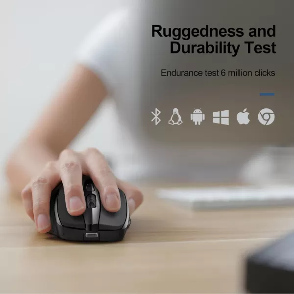TECKNET Wireless Mouse BT5030 ampamp 24G Rechargeable 4800 DPI Silent Mouse 8 Buttons Bluetooth Mouse USB A Mouse Wide Compatibility  GreyBlack