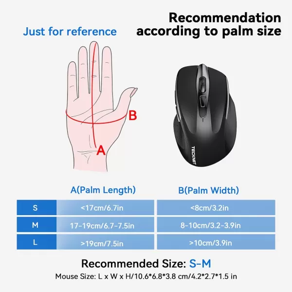 TECKNET Wireless Mouse BT5030 ampamp 24G Rechargeable 4800 DPI Silent Mouse 8 Buttons Bluetooth Mouse USB A Mouse Wide Compatibility  GreyBlack