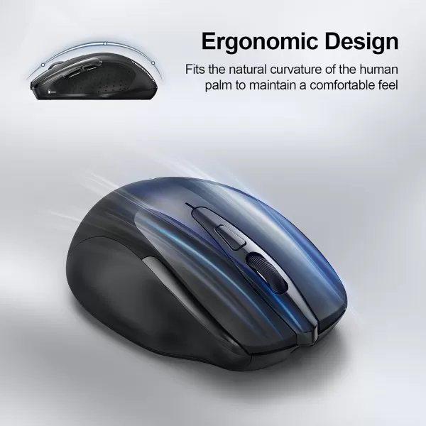 TECKNET Wireless Mouse BT5030 ampamp 24G Rechargeable 4800 DPI Silent Mouse 8 Buttons Bluetooth Mouse USB A Mouse Wide Compatibility  GreyBlack