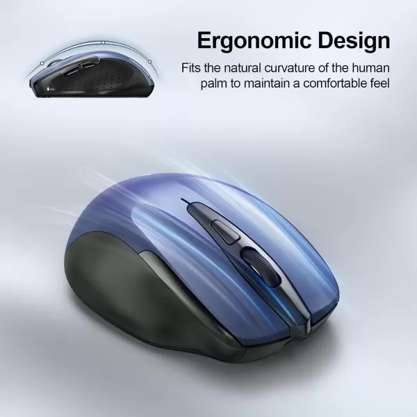 TECKNET Wireless Mouse BT5030 ampamp 24G Rechargeable 4800 DPI Silent Mouse 8 Buttons Bluetooth Mouse USB A Mouse Wide Compatibility  GreyBlue