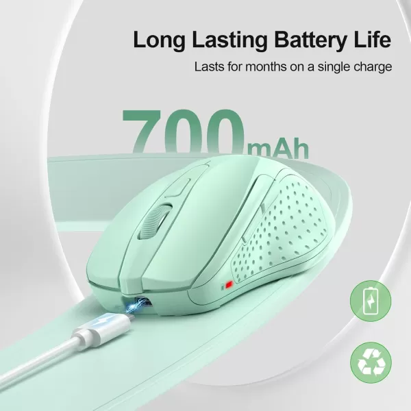 TECKNET Wireless Mouse BT5030 ampamp 24G Rechargeable 4800 DPI Silent Mouse 8 Buttons Bluetooth Mouse USB A Mouse Wide Compatibility  GreyGreen