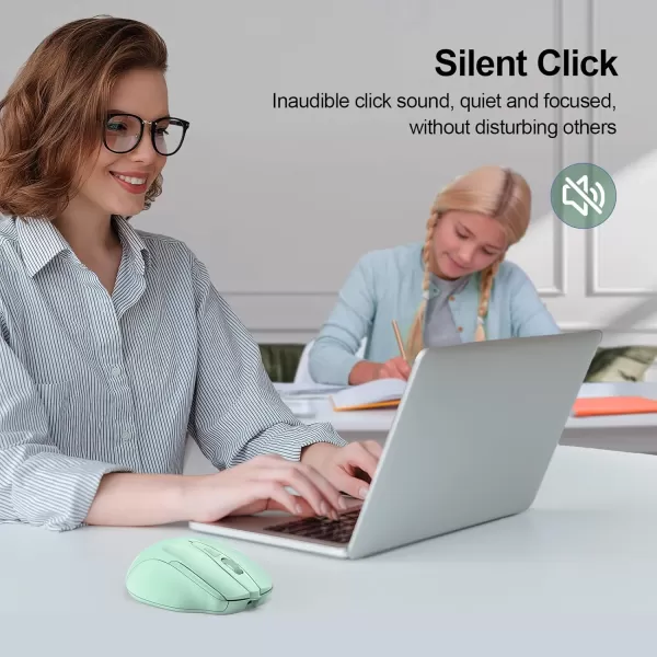TECKNET Wireless Mouse BT5030 ampamp 24G Rechargeable 4800 DPI Silent Mouse 8 Buttons Bluetooth Mouse USB A Mouse Wide Compatibility  GreyGreen