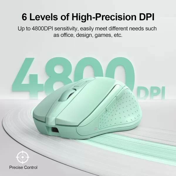 TECKNET Wireless Mouse BT5030 ampamp 24G Rechargeable 4800 DPI Silent Mouse 8 Buttons Bluetooth Mouse USB A Mouse Wide Compatibility  GreyGreen