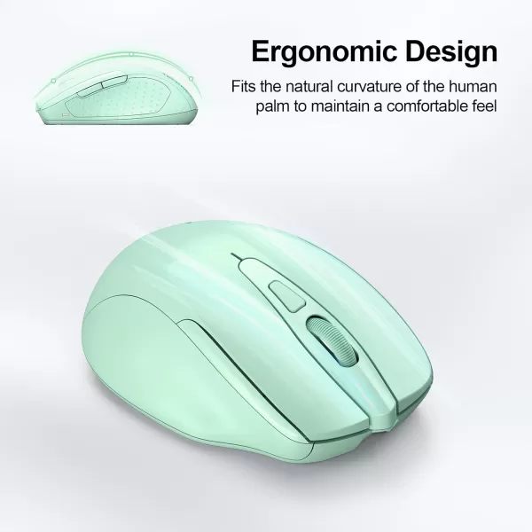 TECKNET Wireless Mouse BT5030 ampamp 24G Rechargeable 4800 DPI Silent Mouse 8 Buttons Bluetooth Mouse USB A Mouse Wide Compatibility  GreyGreen
