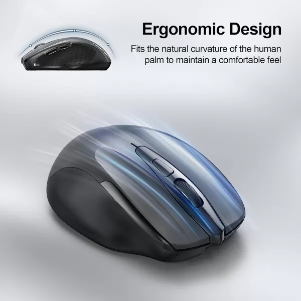 TECKNET Wireless Mouse BT5030 ampamp 24G Rechargeable 4800 DPI Silent Mouse 8 Buttons Bluetooth Mouse USB A Mouse Wide Compatibility  GreyGrey